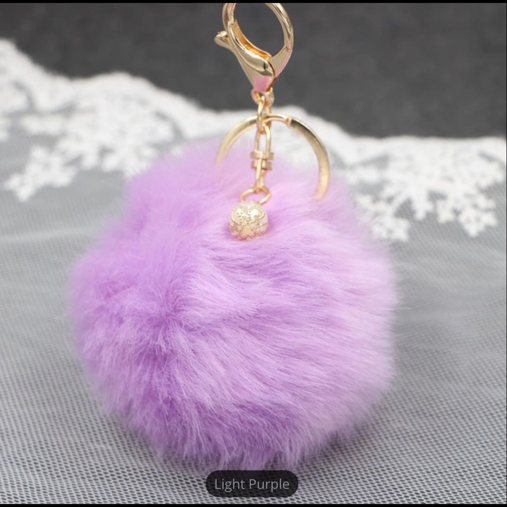 Purple Pom Keychain